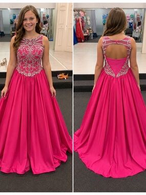 Girls' Hot Pink Jeweled Ball Gown Dress